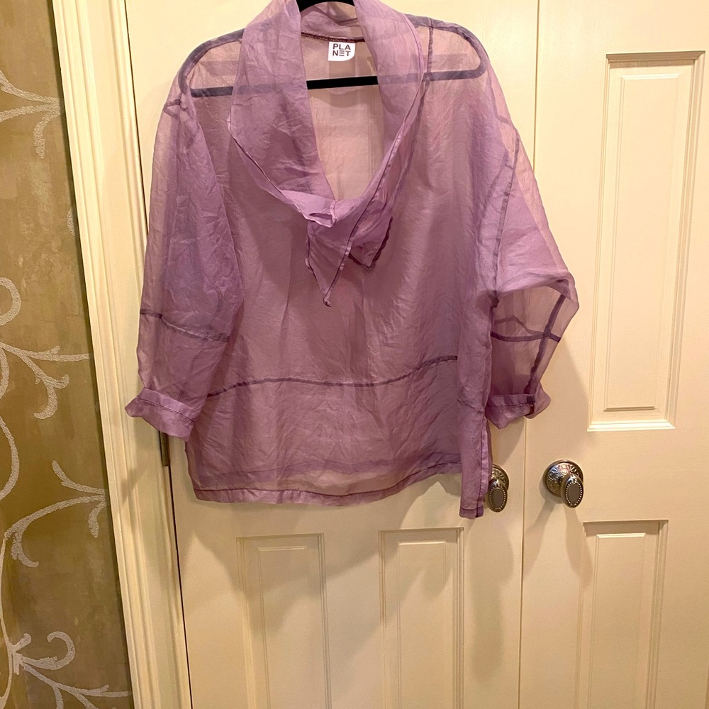 Planet silk organza tunic lavender